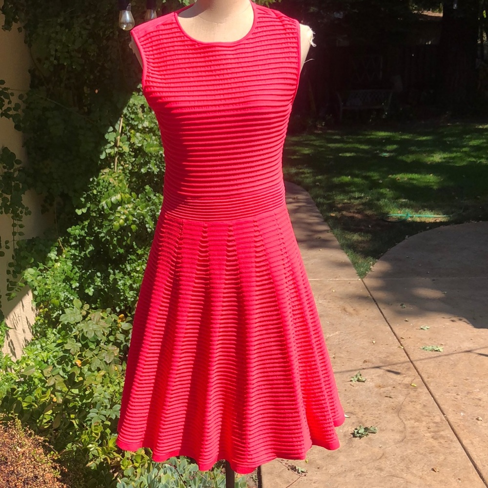 Bright Ted Baker textured knit fit and flare dress